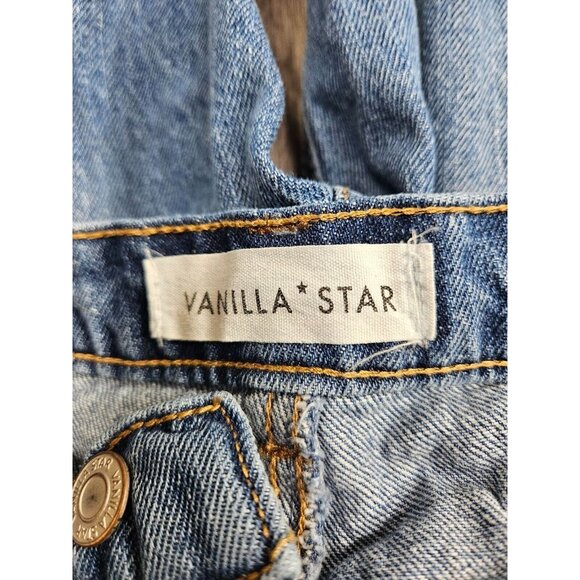 Vanilla Star Juniors Size 3 Distressed Straight Leg Button Fly Denim Blue Jeans - Picture 4 of 12